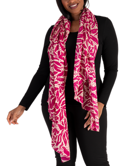 chesca Floral Spot Scarf, Pink - view 2, Fuchsia/Cream