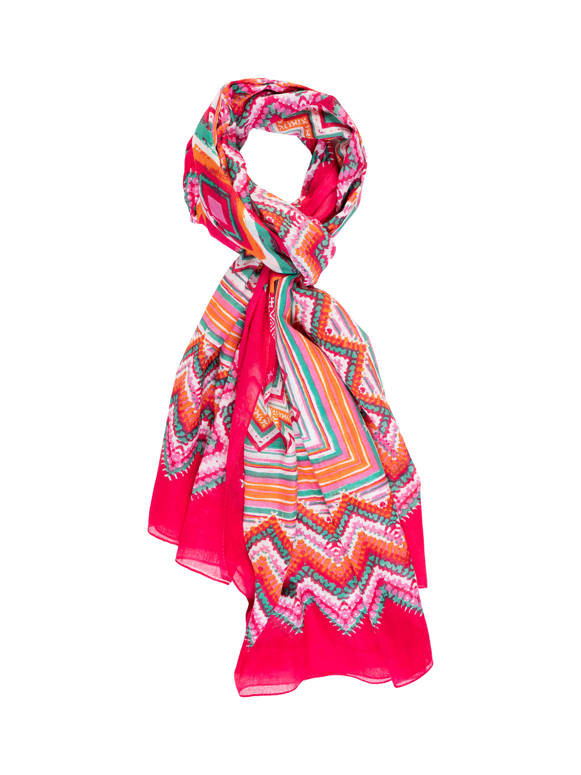 Product image 1 of 5, which shows chesca Ikat Scarf, Pink/Multi