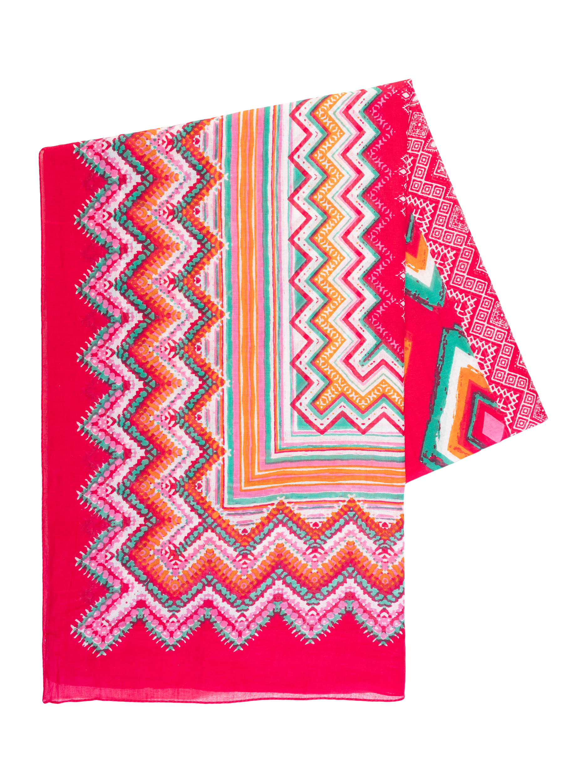 Product image 5 of 5, which shows chesca Ikat Scarf, Pink/Multi