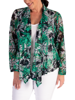 chesca Oasis Tropical Lace Shrug, Green/Multi, Green/Multi