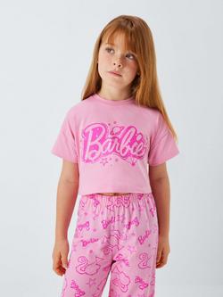 Brand Threads Kids' Cotton Barbie Short Sleeved Pyjamas, Pink, Pink