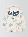 Brand Threads Kids' Bluey Cotton Blend Long Sleeve Dress, Gardenia
