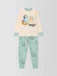 Brand Threads Kids' Bluey Cotton Pyjama Set, Egret