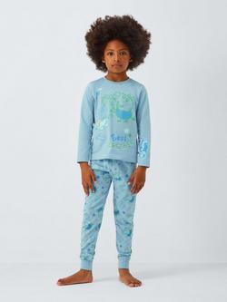 Brand Threads Kids' Peppa Pig Best Brother Cotton Long Sleeved Pyjamas, Cool Blue - view 2, Cool Blue