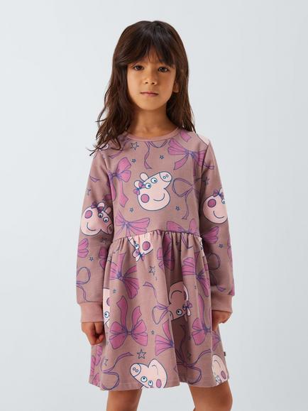 Brand Threads Kids' Peppa Pig Cotton Blend Sweatshirt Dress, Mauve Chalk, Mauve Chalk