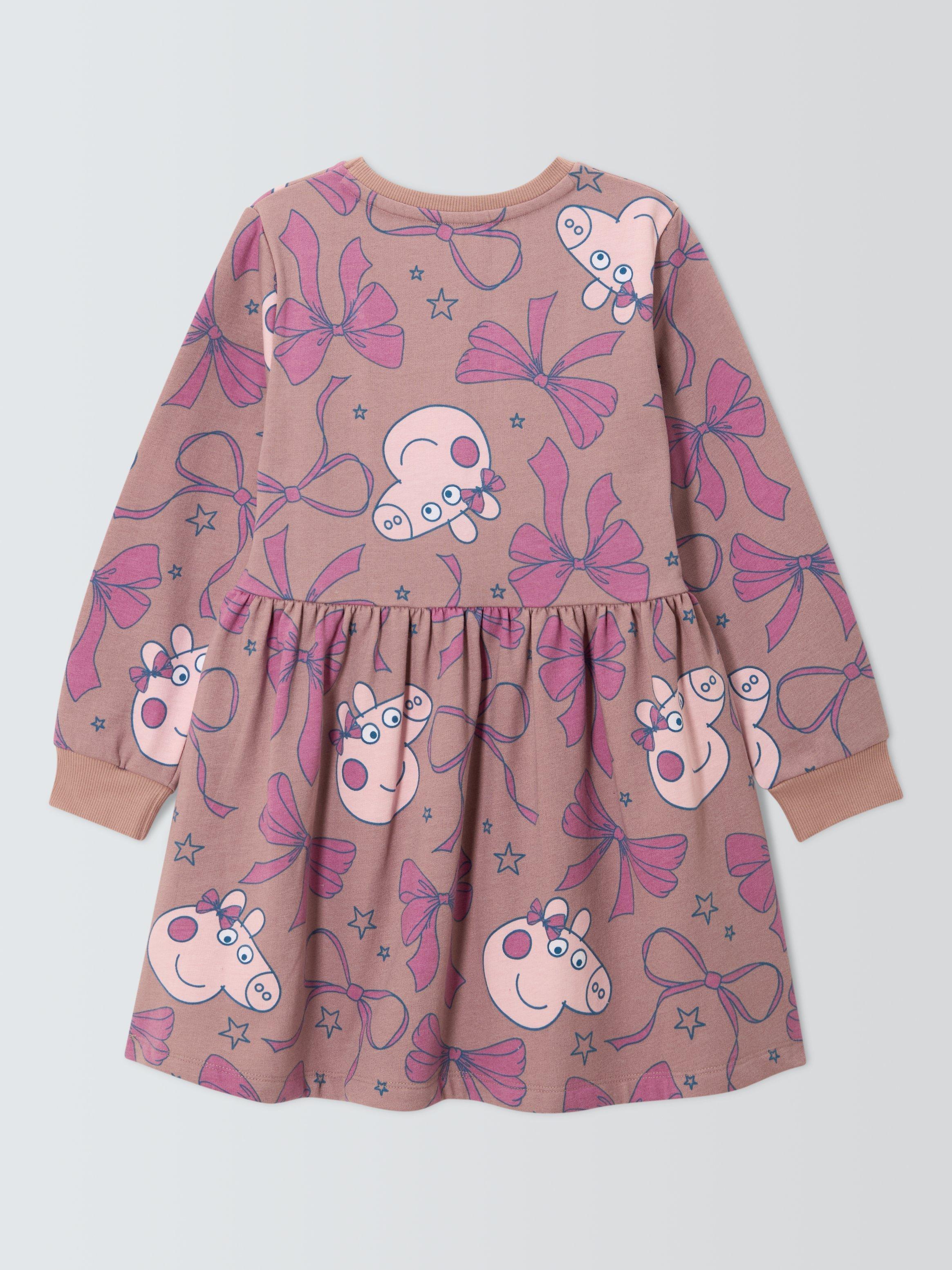 Product image 4 of 7, which shows Brand Threads Kids' Peppa Pig Cotton Blend Sweatshirt Dress, Mauve Chalk, 1-2 years