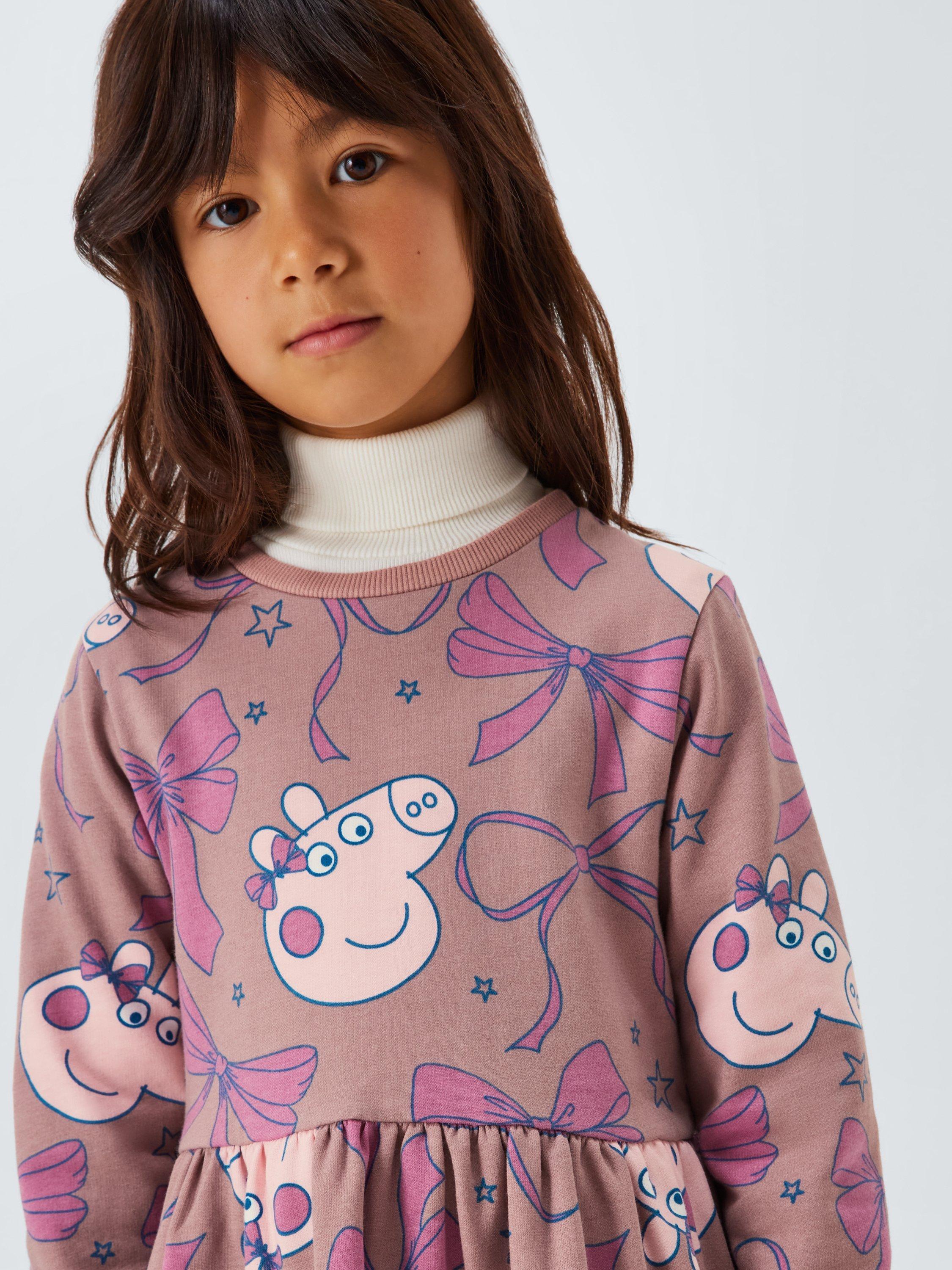 Product image 6 of 7, which shows Brand Threads Kids' Peppa Pig Cotton Blend Sweatshirt Dress, Mauve Chalk, 1-2 years