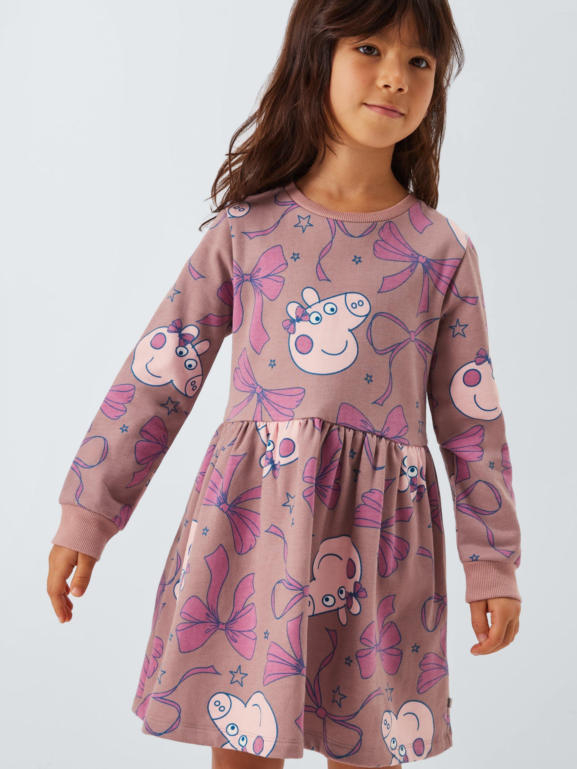 Product image 7 of 7, which shows Brand Threads Kids' Peppa Pig Cotton Blend Sweatshirt Dress, Mauve Chalk, 1-2 years