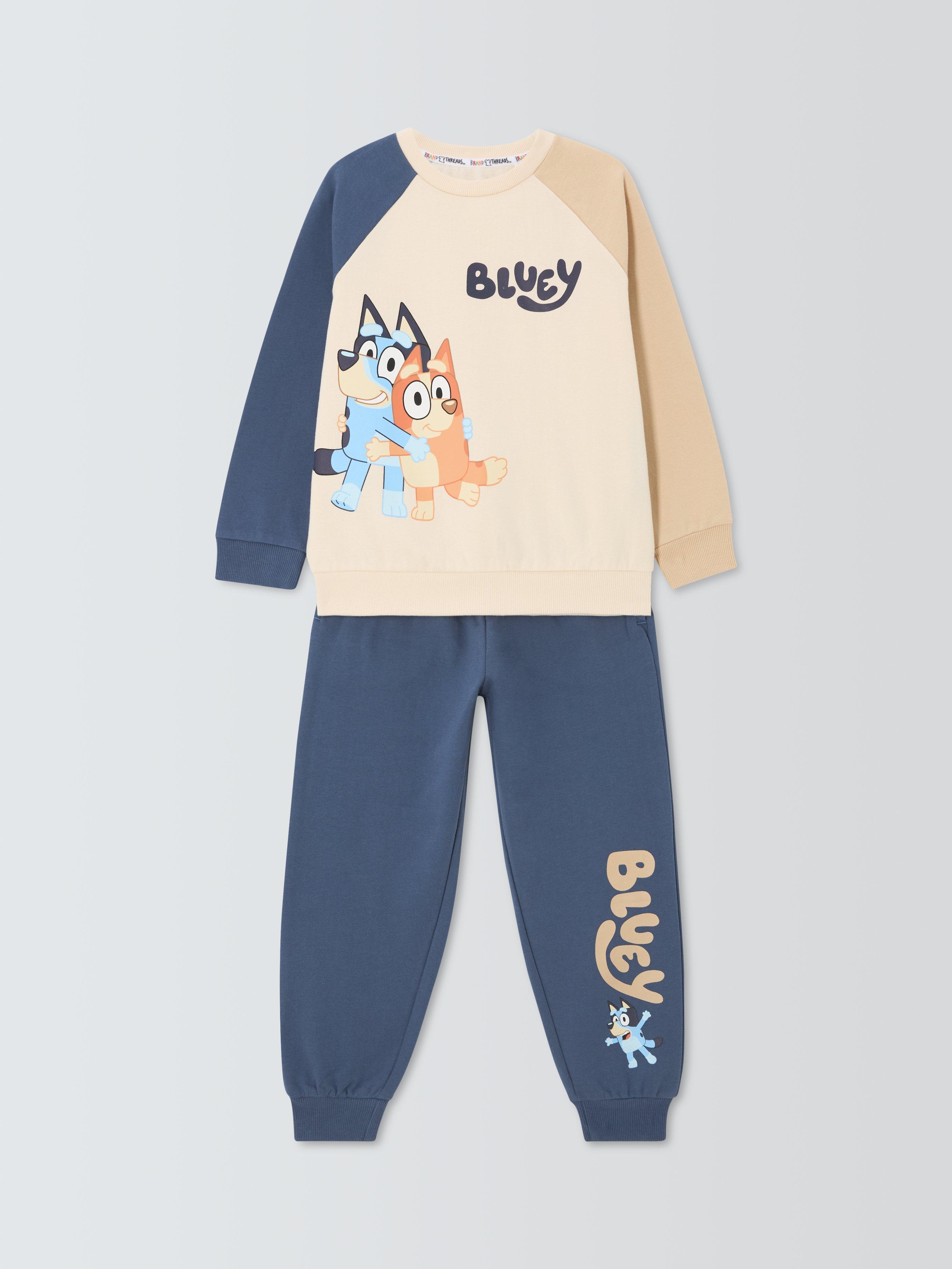 Product image 3 of 7, which shows Brand Threads Kids' Bluey Cotton Blend Tracksuit, Eggnog, 2-3 years