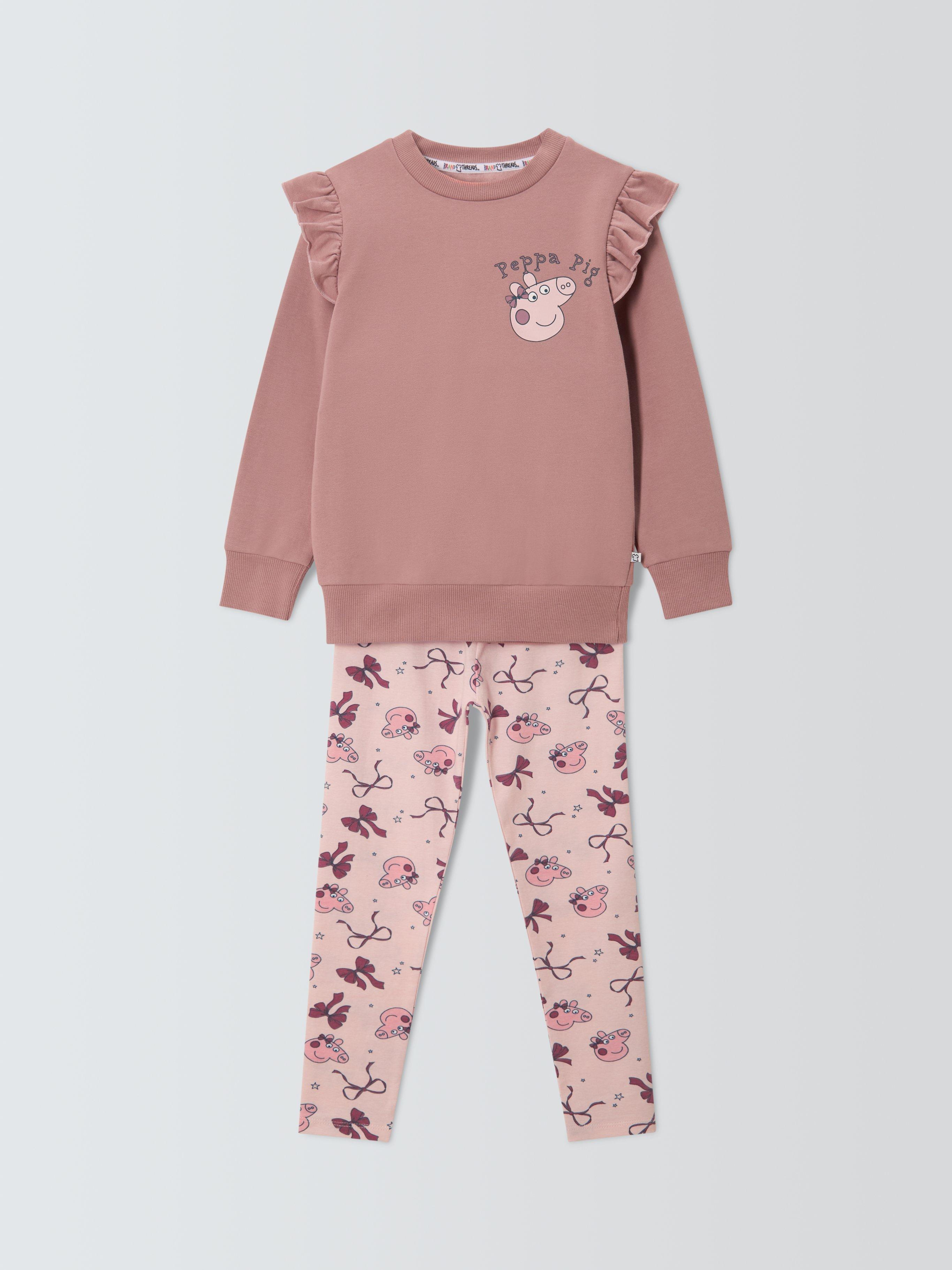 Product image 3 of 7, which shows Brand Threads Kids' Cotton Blend Peppa Pig Day Set, Mauve Chalk, 1-2 years