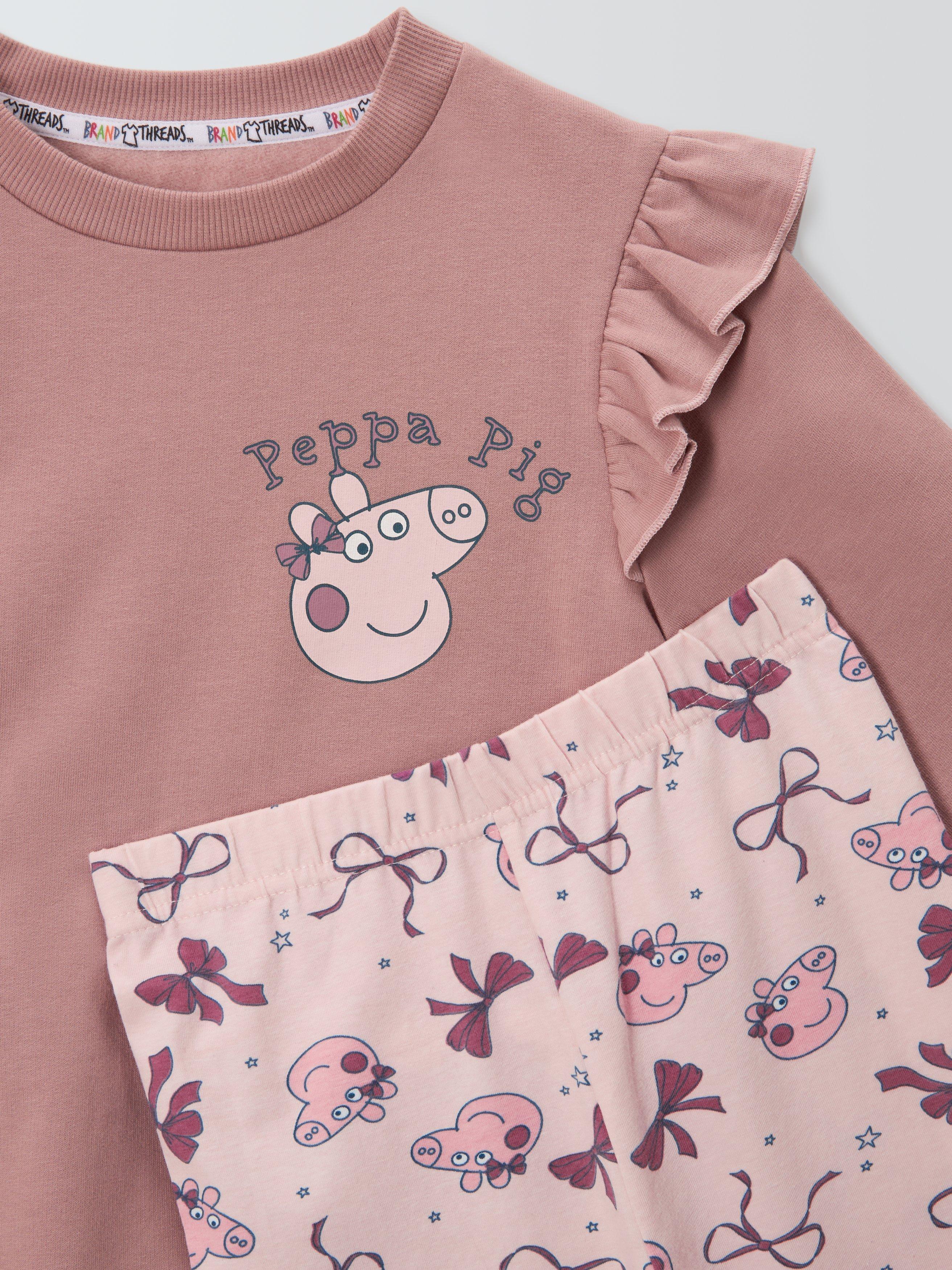 Product image 5 of 7, which shows Brand Threads Kids' Cotton Blend Peppa Pig Day Set, Mauve Chalk, 1-2 years