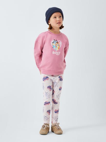Brand Threads Kids' Cotton Blend Bluey Sweatshirt and Leggings Set, Prism Pink, Prism Pink