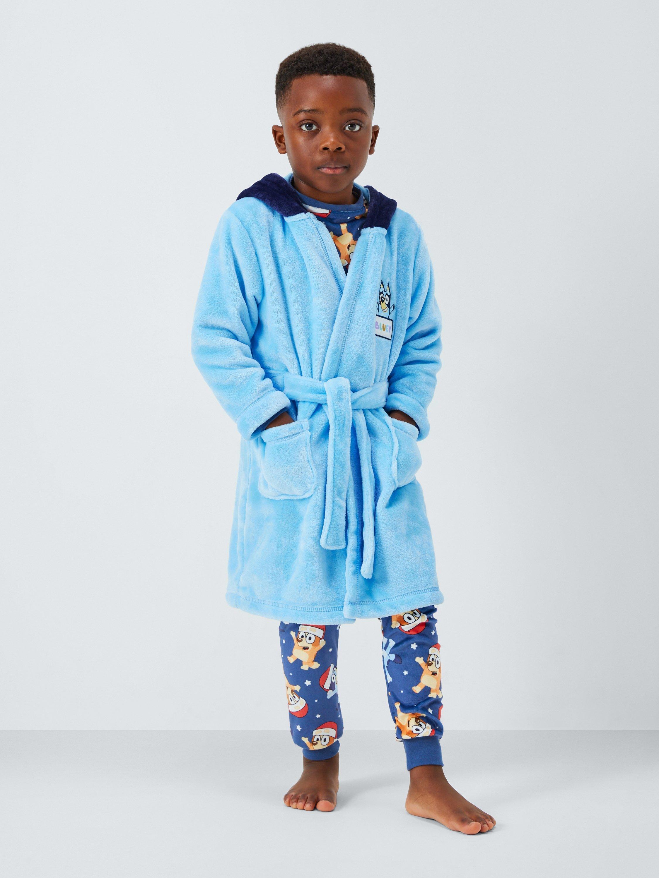 Product image 1 of 8, which shows Brand Threads Kids' Bluey Fleece Dressing Gown, Blue, 2-3 years