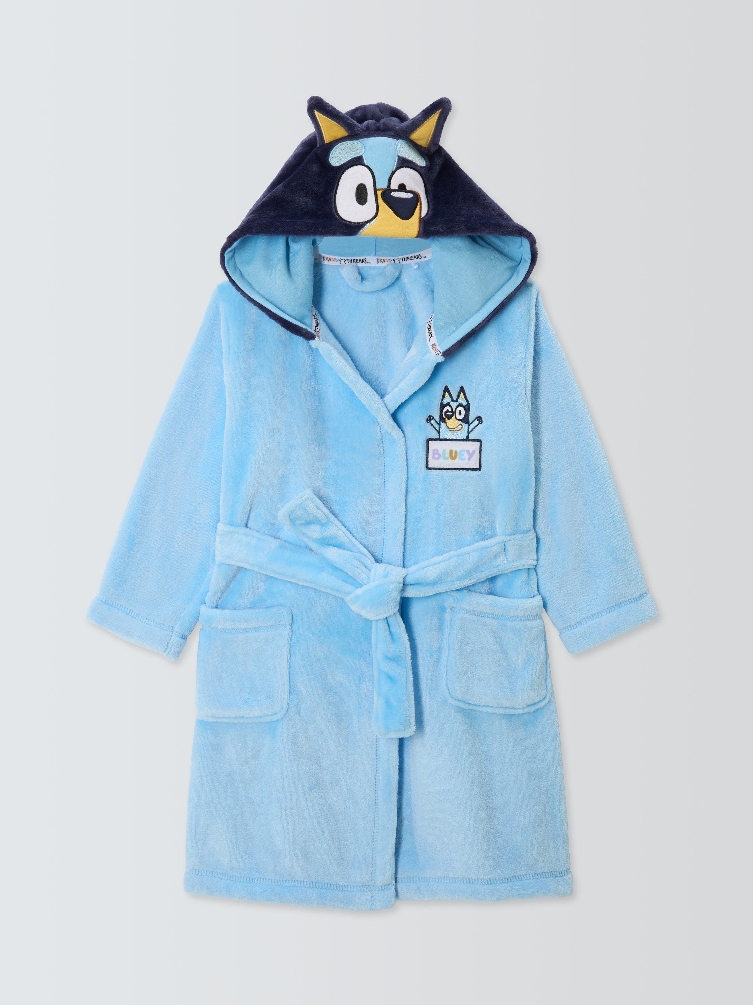 Product image 3 of 8, which shows Brand Threads Kids' Bluey Fleece Dressing Gown, Blue, 2-3 years