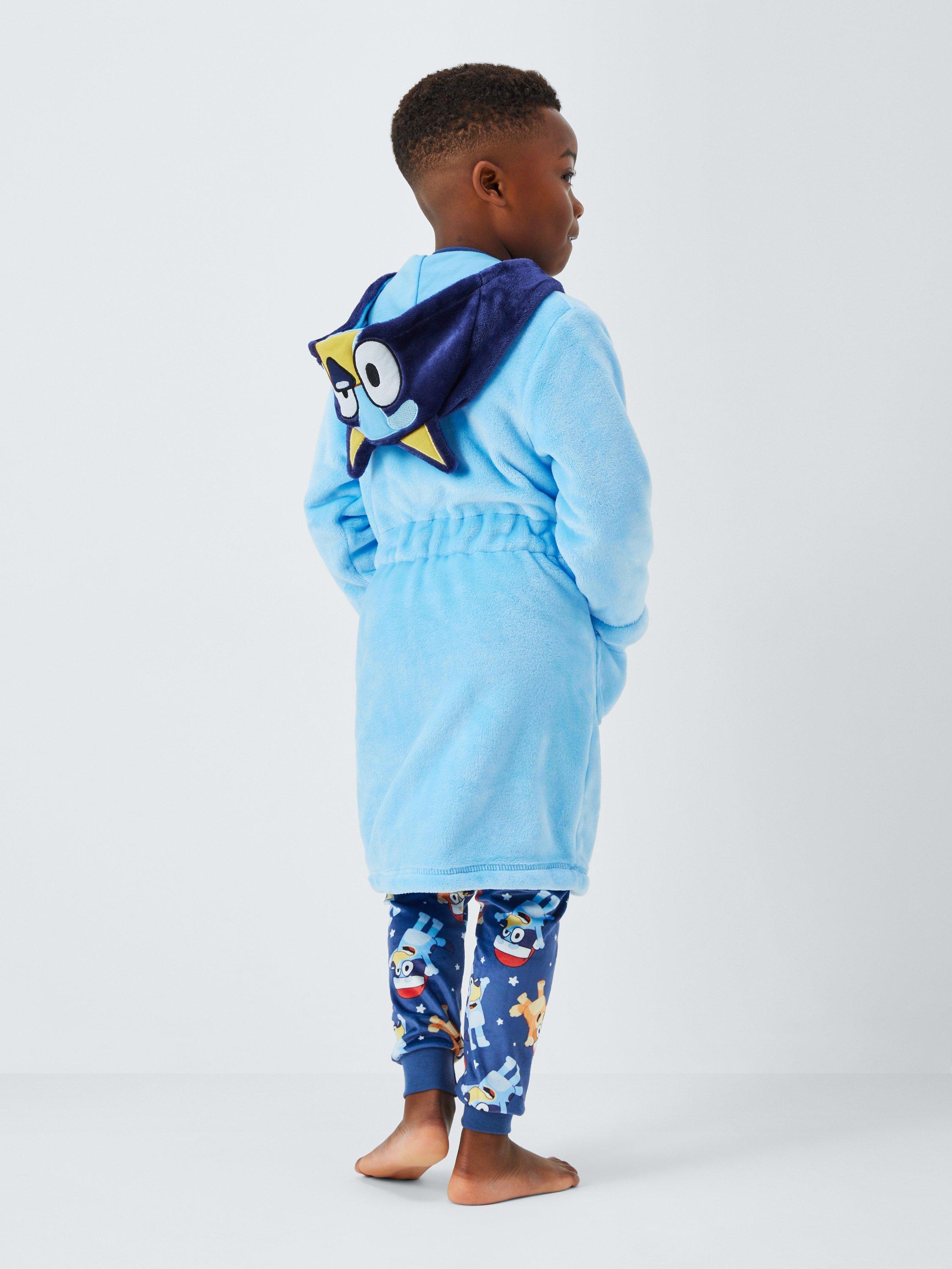 Product image 7 of 8, which shows Brand Threads Kids' Bluey Fleece Dressing Gown, Blue, 2-3 years