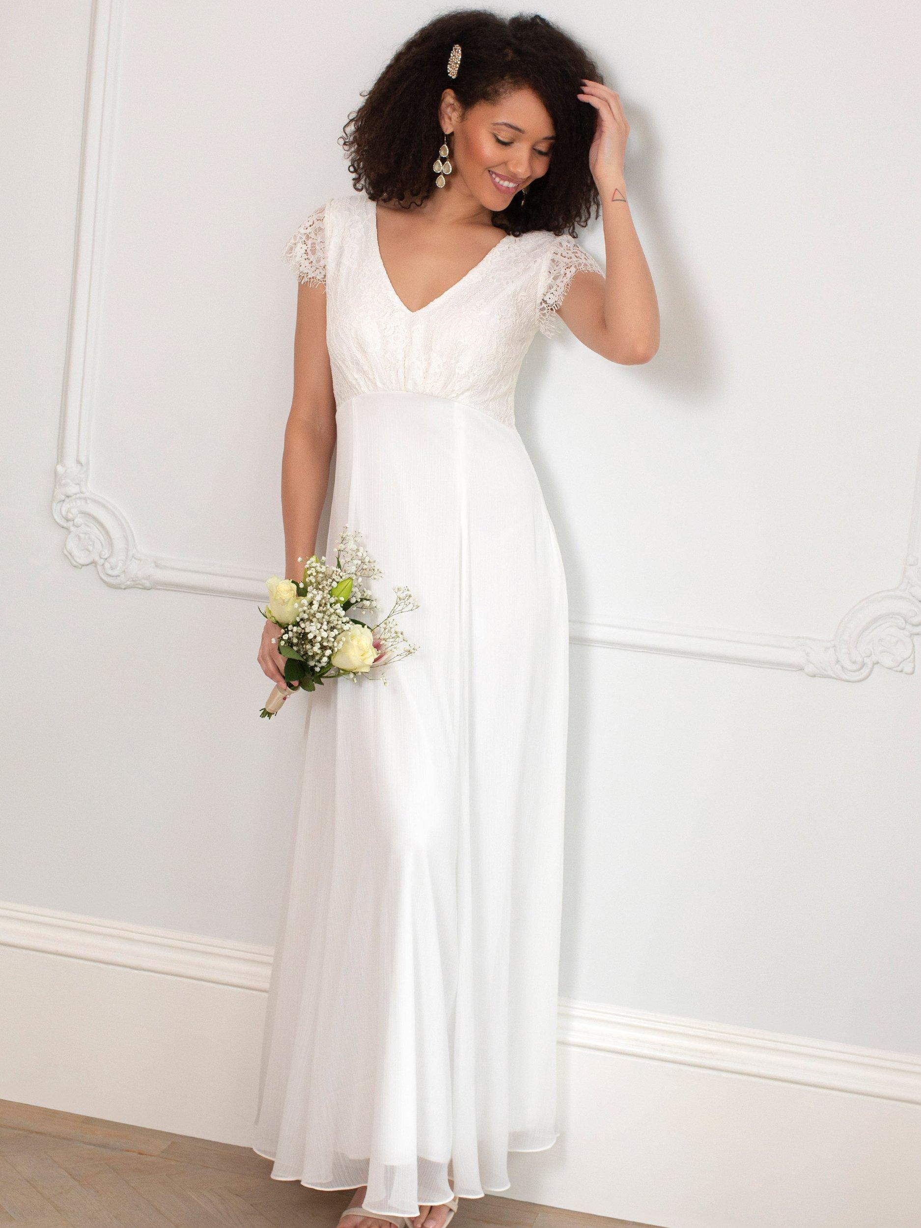 Product image 1 of 7, which shows Alie Street Adele Lace Wedding Dress, Ivory, 6