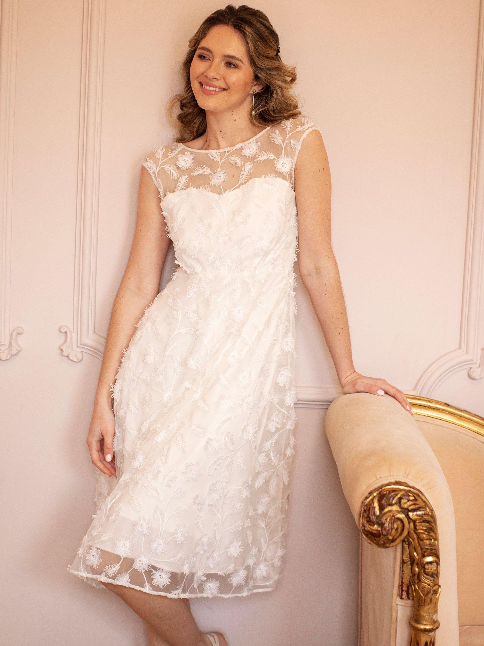 Product image 1 of 9, which shows Alie Street Melody Vintage Lace Wedding Dress, Ivory, 6-8