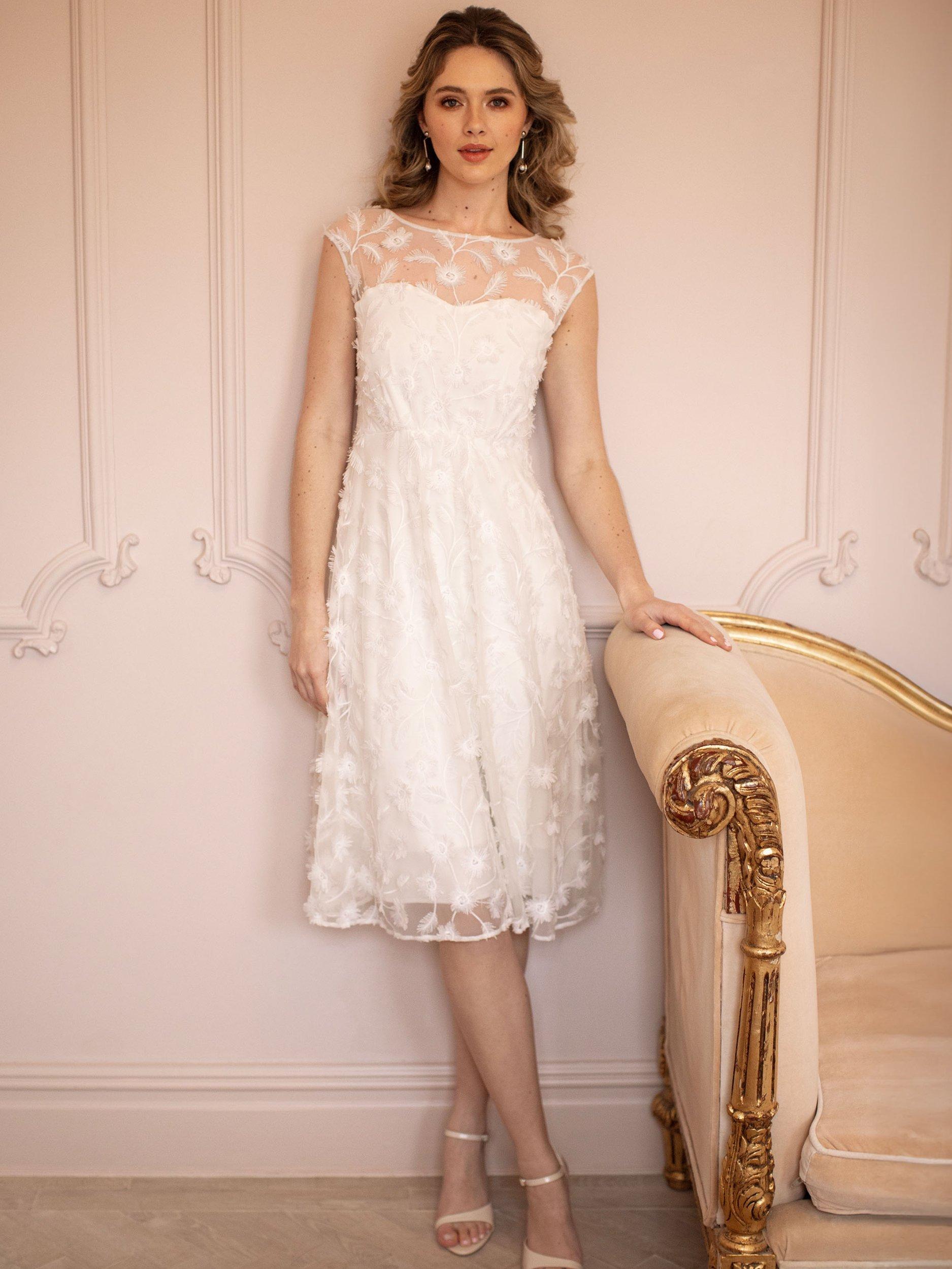 Product image 3 of 9, which shows Alie Street Melody Vintage Lace Wedding Dress, Ivory, 6-8