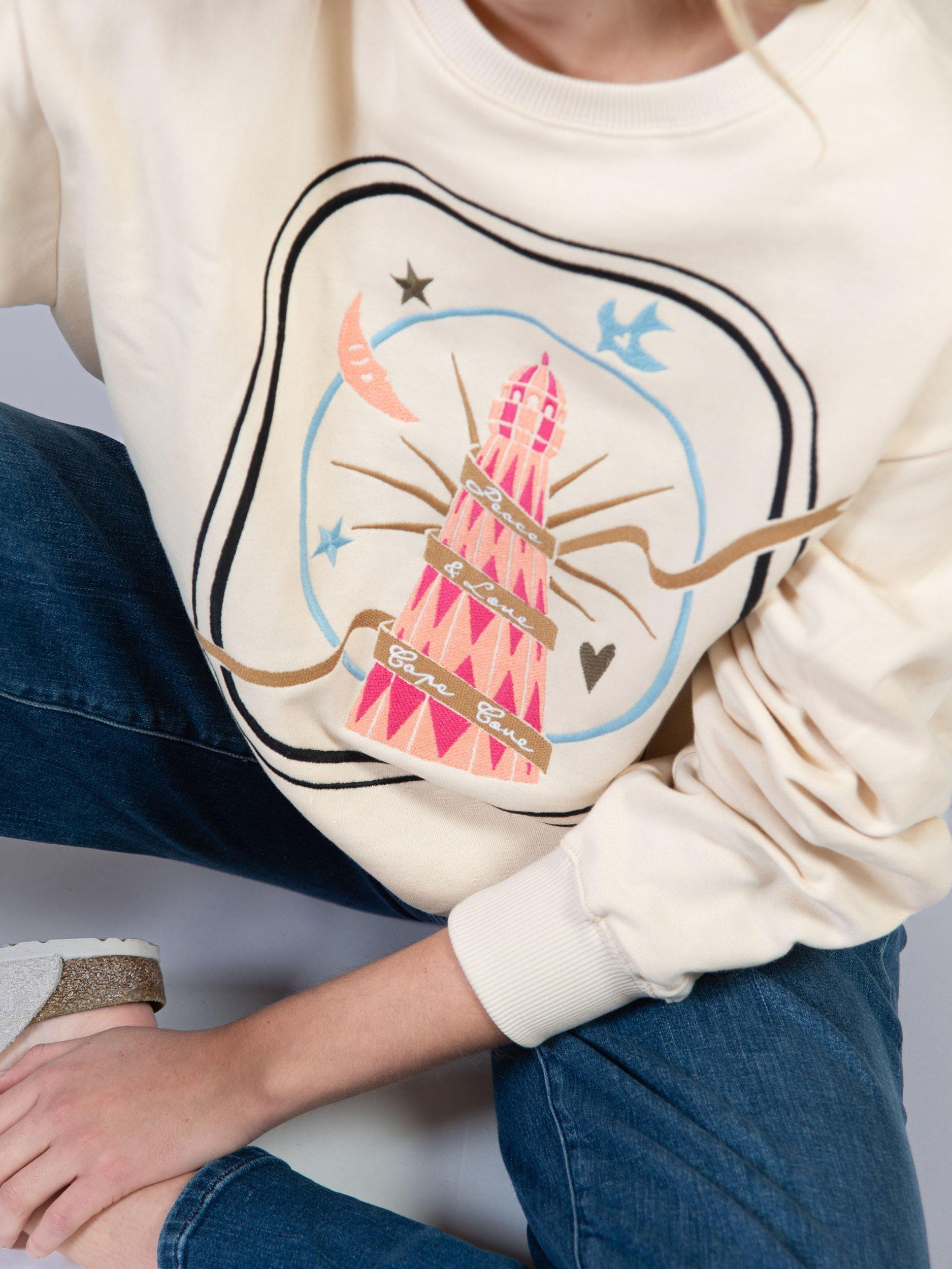 Product image 2 of 4, which shows Cape Cove Fairground Embroidered Sweatshirt, Natural Cream, XS
