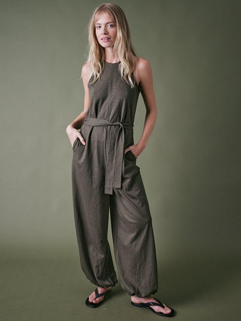 Product image 1 of 6, which shows Cape Cove Sia Hareem Jumpsuit, Green Khaki, XS