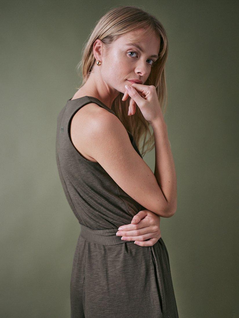 Product image 3 of 6, which shows Cape Cove Sia Hareem Jumpsuit, Green Khaki, XS