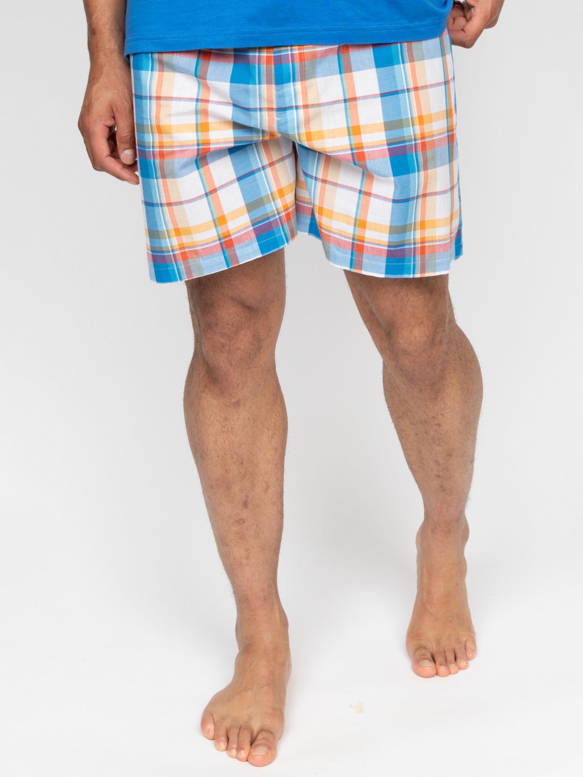 Product image 1 of 4, which shows Cyberjammies Check Pyjama Shorts, Blue, S