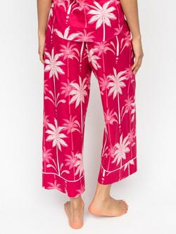 Cyberjammies Kayla Palm Print Wide Leg Pyjama Bottoms, Berry - view 2, Berry