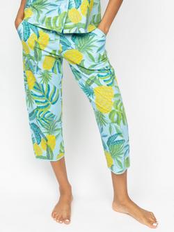 Cyberjammies Paige Pineapple Cropped Pyjama Bottoms, Light Blue, Light Blue