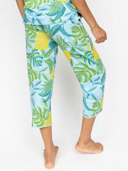 Cyberjammies Paige Pineapple Cropped Pyjama Bottoms, Light Blue - view 2, Light Blue