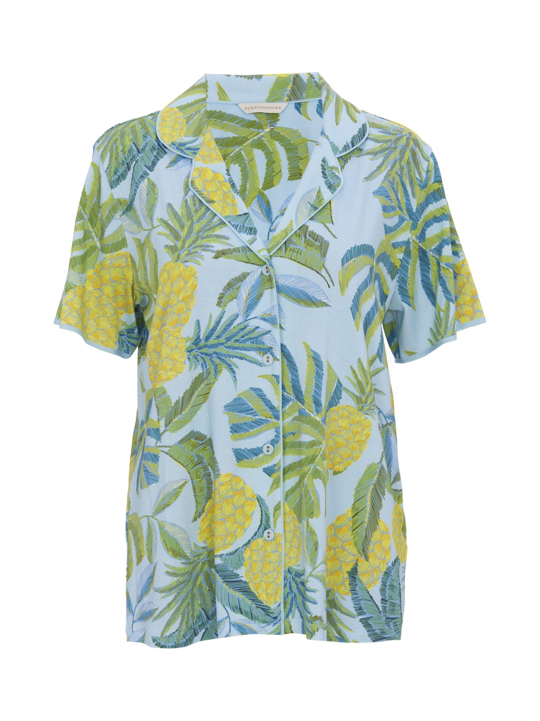 Product image 4 of 4, which shows Cyberjammies Paige Pineapple Pyjama Shirt, Light Blue, 6