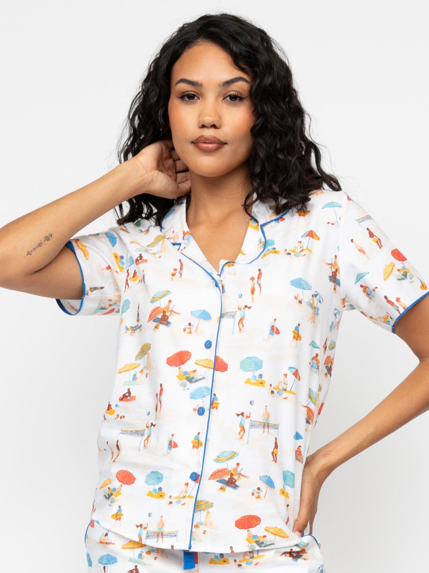 Product image 1 of 3, which shows Cyberjammies Sandy Beachscape Pyjama Shirt, Cream, 6
