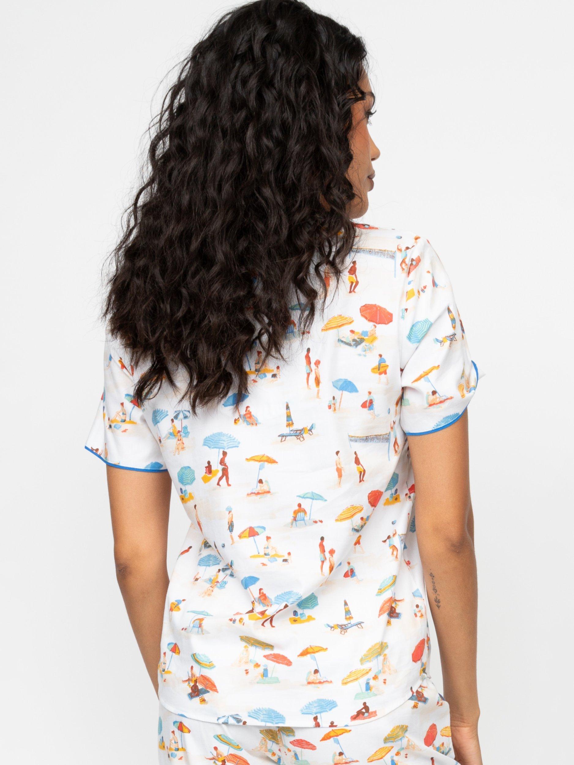 Product image 2 of 3, which shows Cyberjammies Sandy Beachscape Pyjama Shirt, Cream, 6