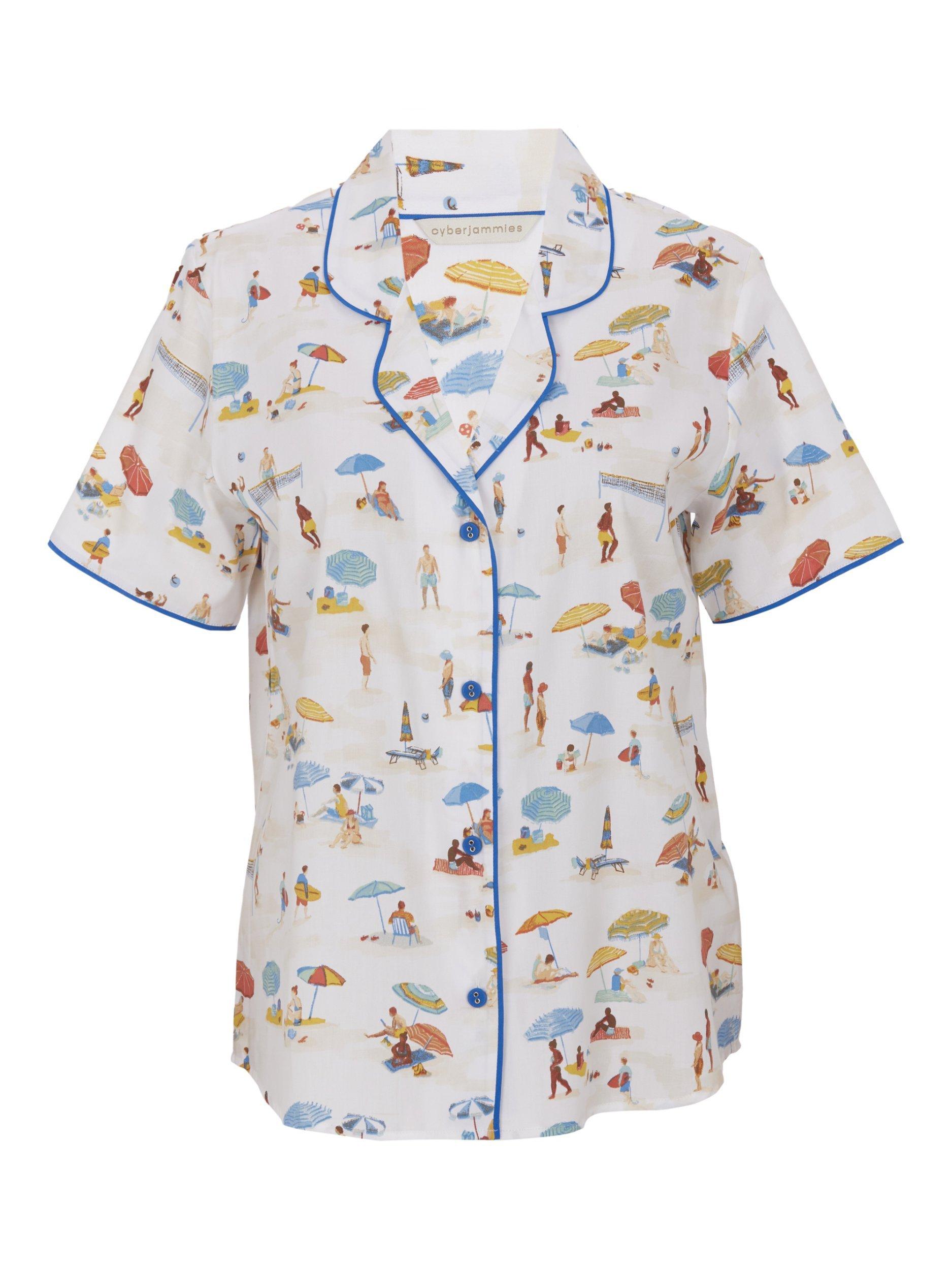 Product image 3 of 3, which shows Cyberjammies Sandy Beachscape Pyjama Shirt, Cream, 6