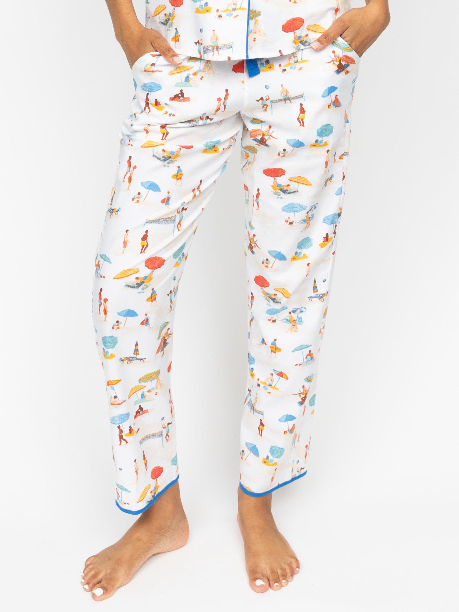 Product image 1 of 4, which shows Cyberjammies Sandy Beachscape Pyjama Bottoms, Cream, 6