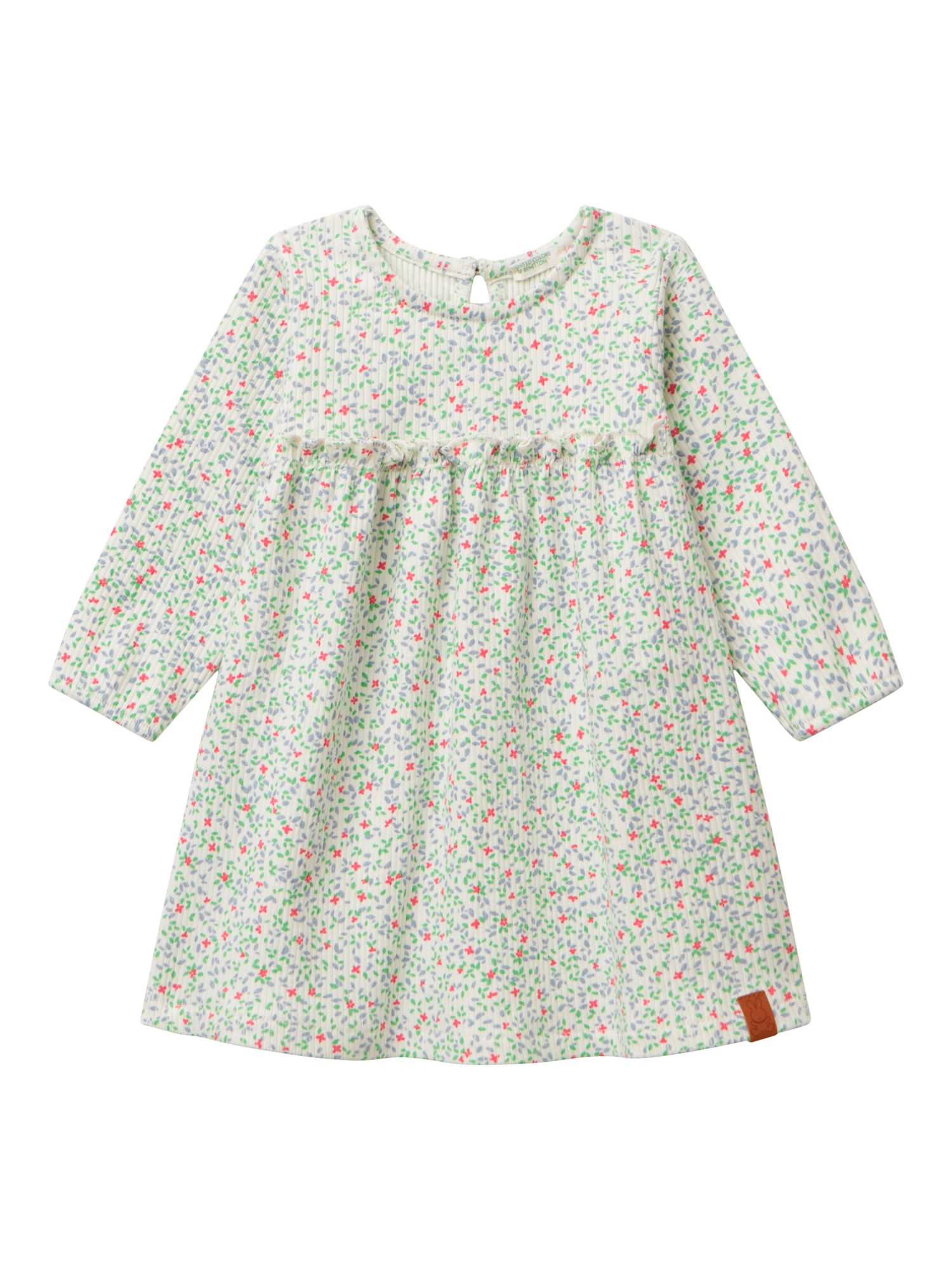 Product image 1 of 3, which shows Benetton Baby Floral Dress, White Cream, 1-3 months