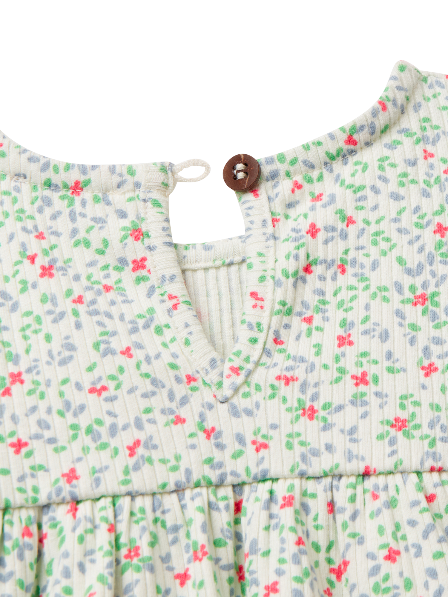 Product image 3 of 3, which shows Benetton Baby Floral Dress, White Cream, 1-3 months