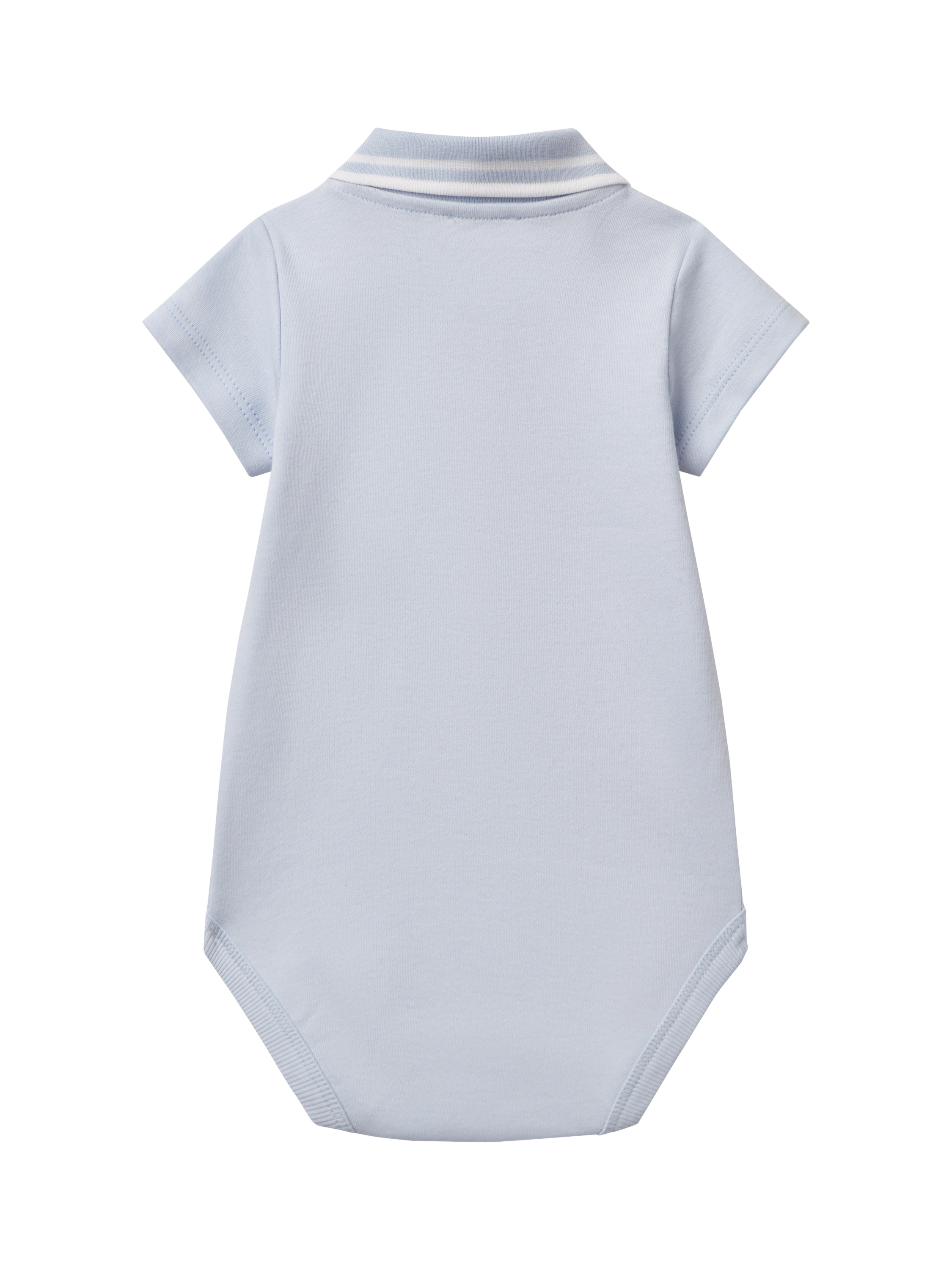 Product image 2 of 3, which shows Benetton Baby Logo Polo Neck Bodysuit, Light Blue Powder, 1-3 months