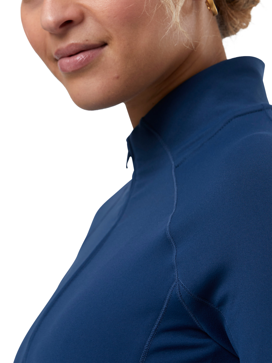 Product image 4 of 7, which shows Gym+Coffee Relentless Quarter Zip Sports Top, Petrol Blue, XS
