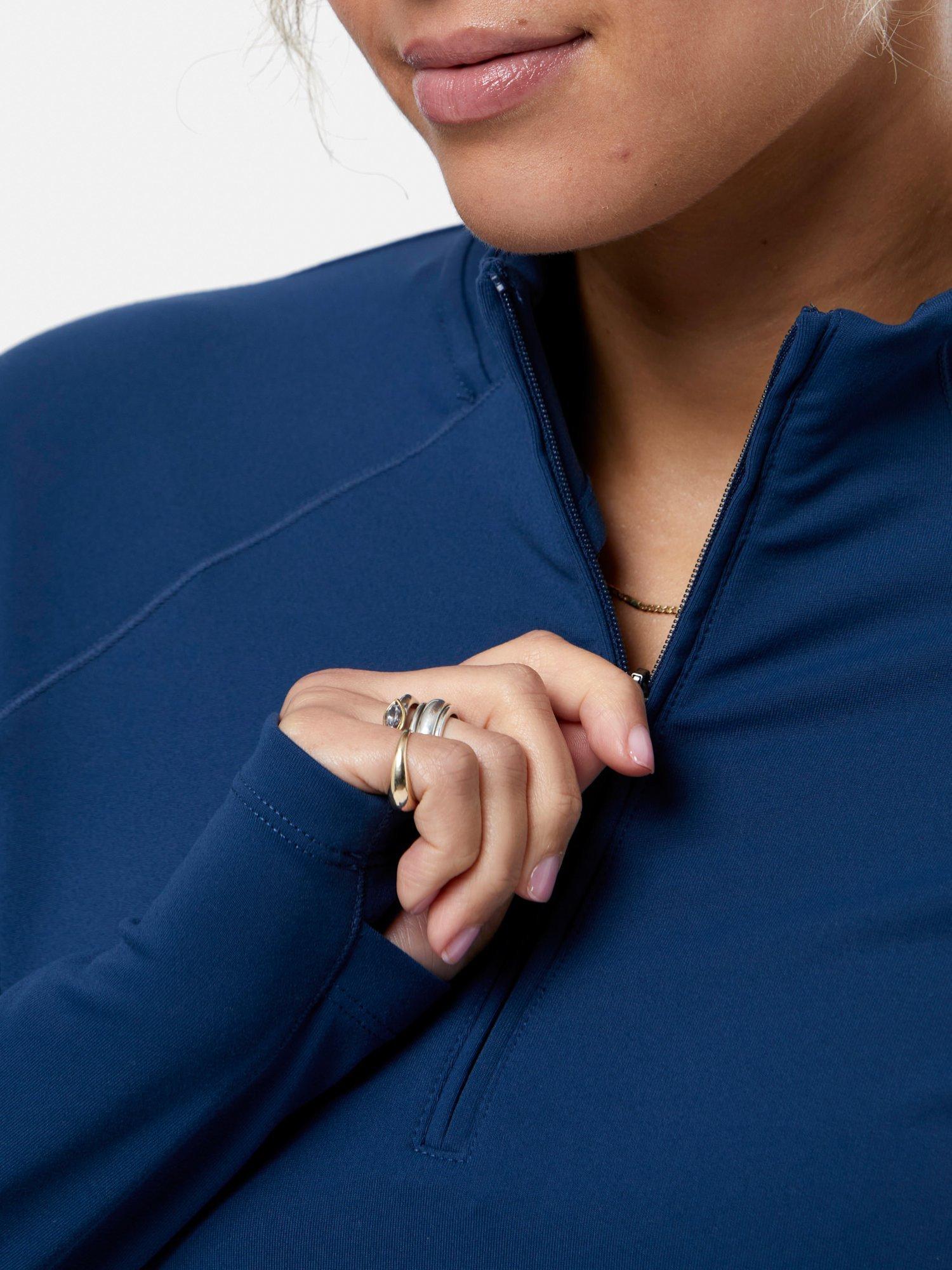 Product image 7 of 7, which shows Gym+Coffee Relentless Quarter Zip Sports Top, Petrol Blue, XS