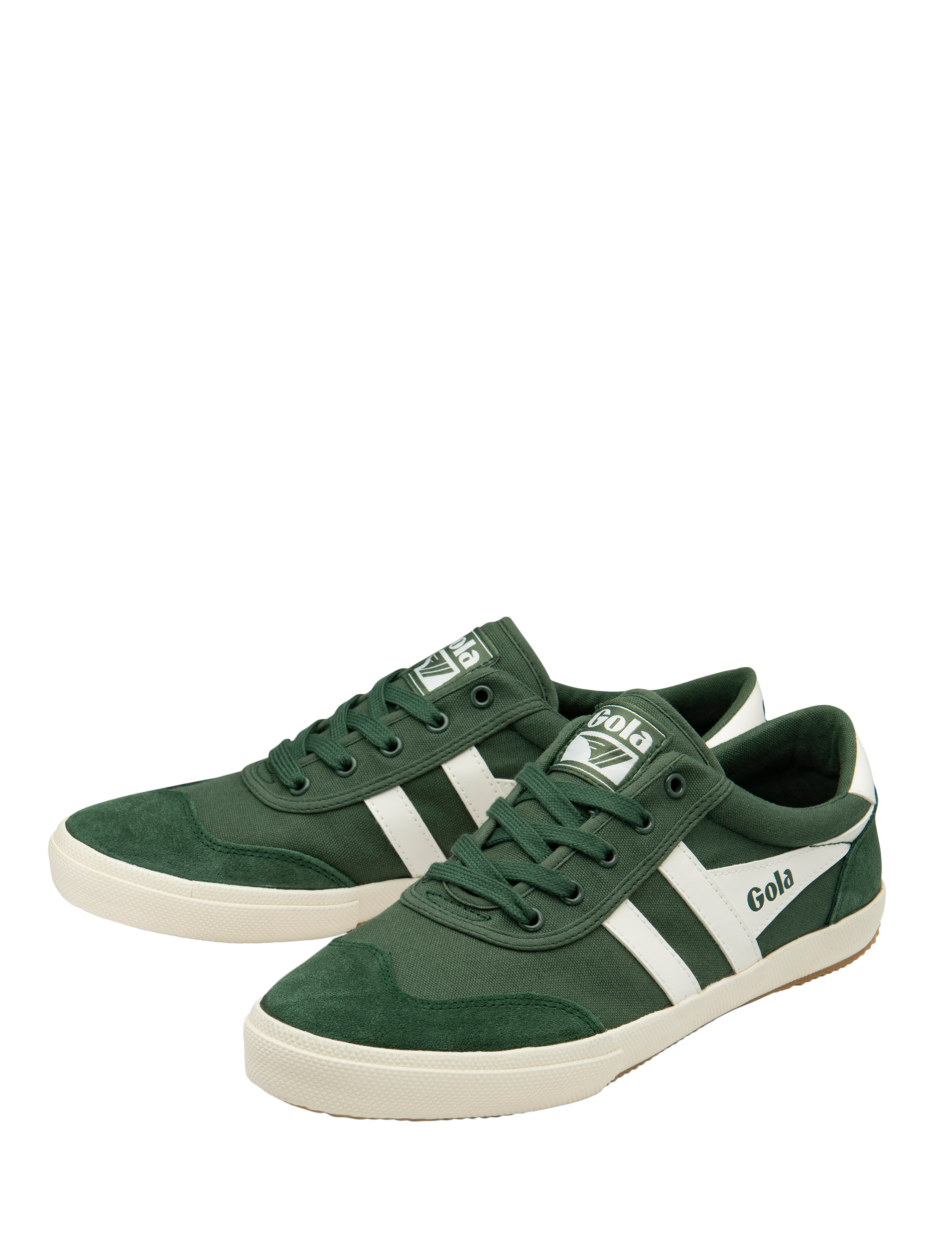 Product image 3 of 5, which shows Gola Classics Badminton Leather Trainers, Evergreen/Off White, 6