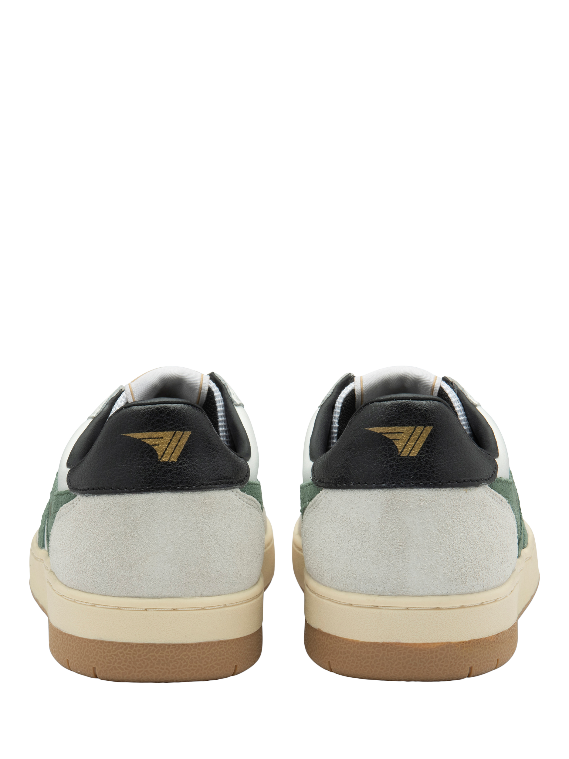 Product image 4 of 5, which shows Gola Hawk Leather Trainers, White/Sage/Black, 6