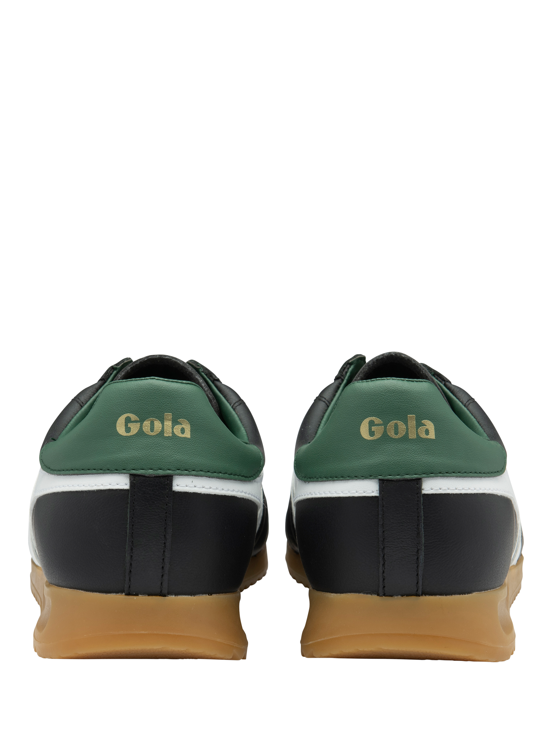 Product image 4 of 5, which shows Gola Classics Stadium '86 Leather Lace Up Trainers, Black/White/Evergreen, 7