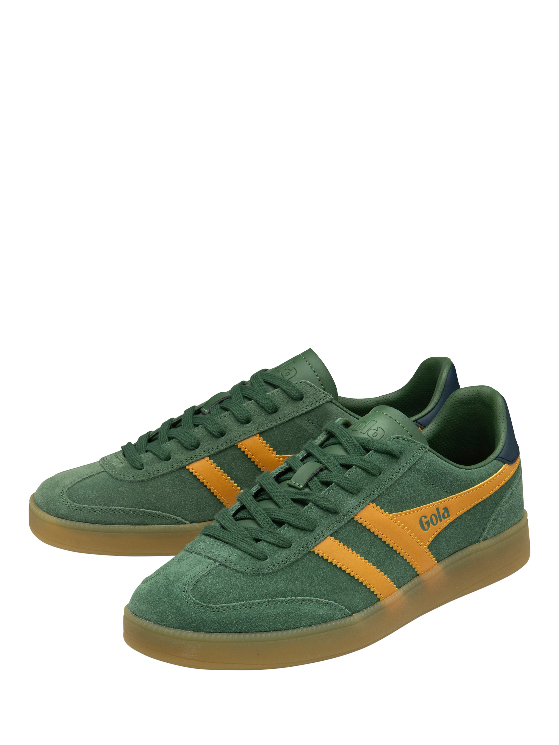 Product image 3 of 5, which shows Gola Viper Leather Trainers, Evergreen/Sun/Navy, 6