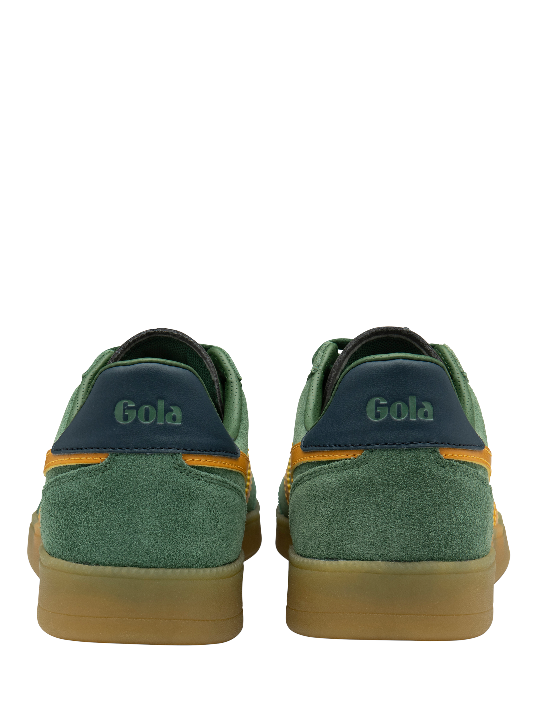 Product image 4 of 5, which shows Gola Viper Leather Trainers, Evergreen/Sun/Navy, 6