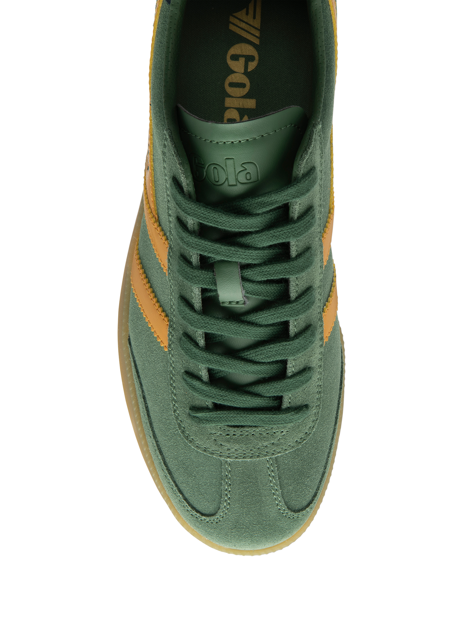 Product image 5 of 5, which shows Gola Viper Leather Trainers, Evergreen/Sun/Navy, 6
