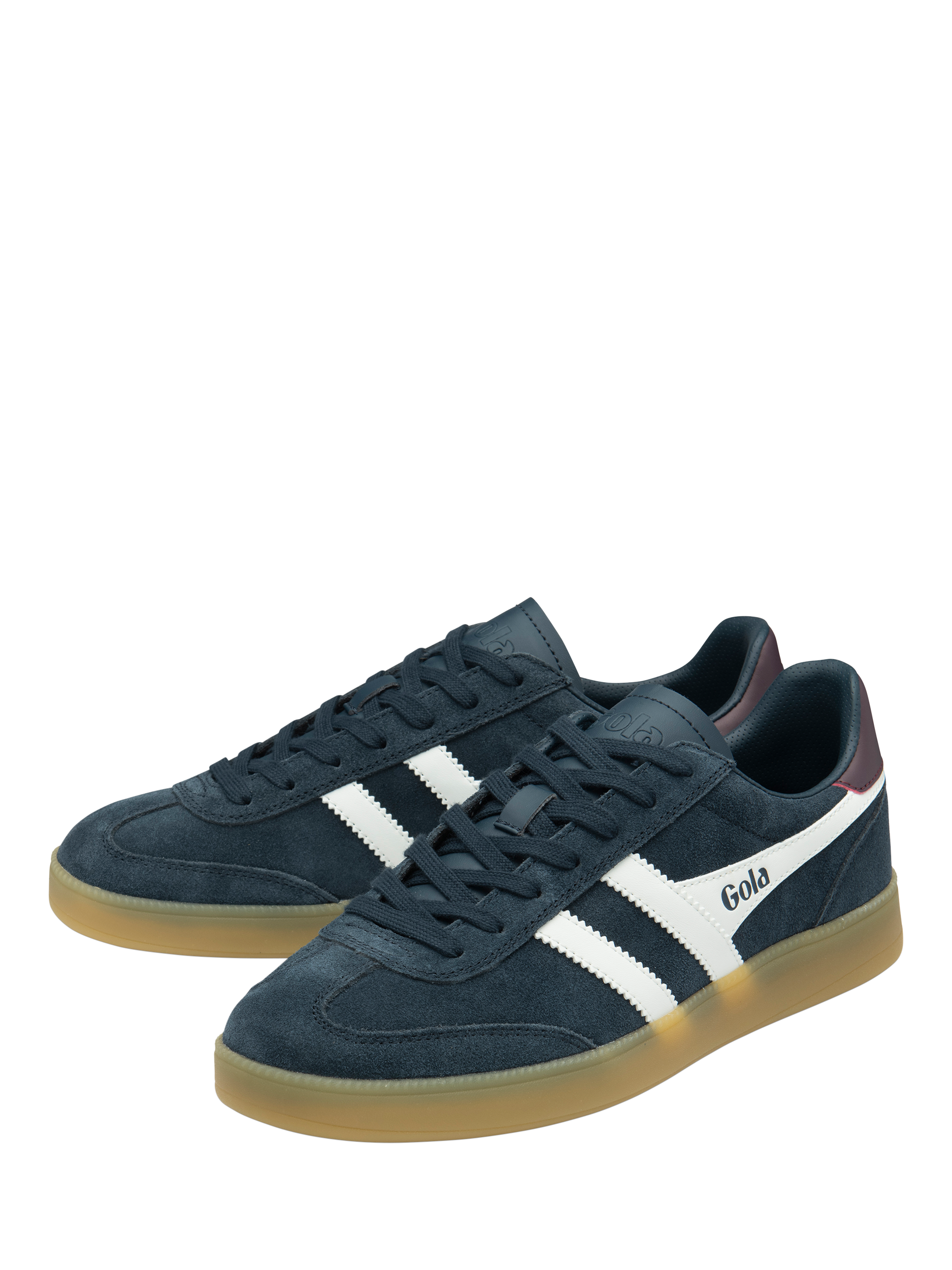 Product image 3 of 5, which shows Gola Viper Leather Trainers, Navy/White/Burgundy, 6