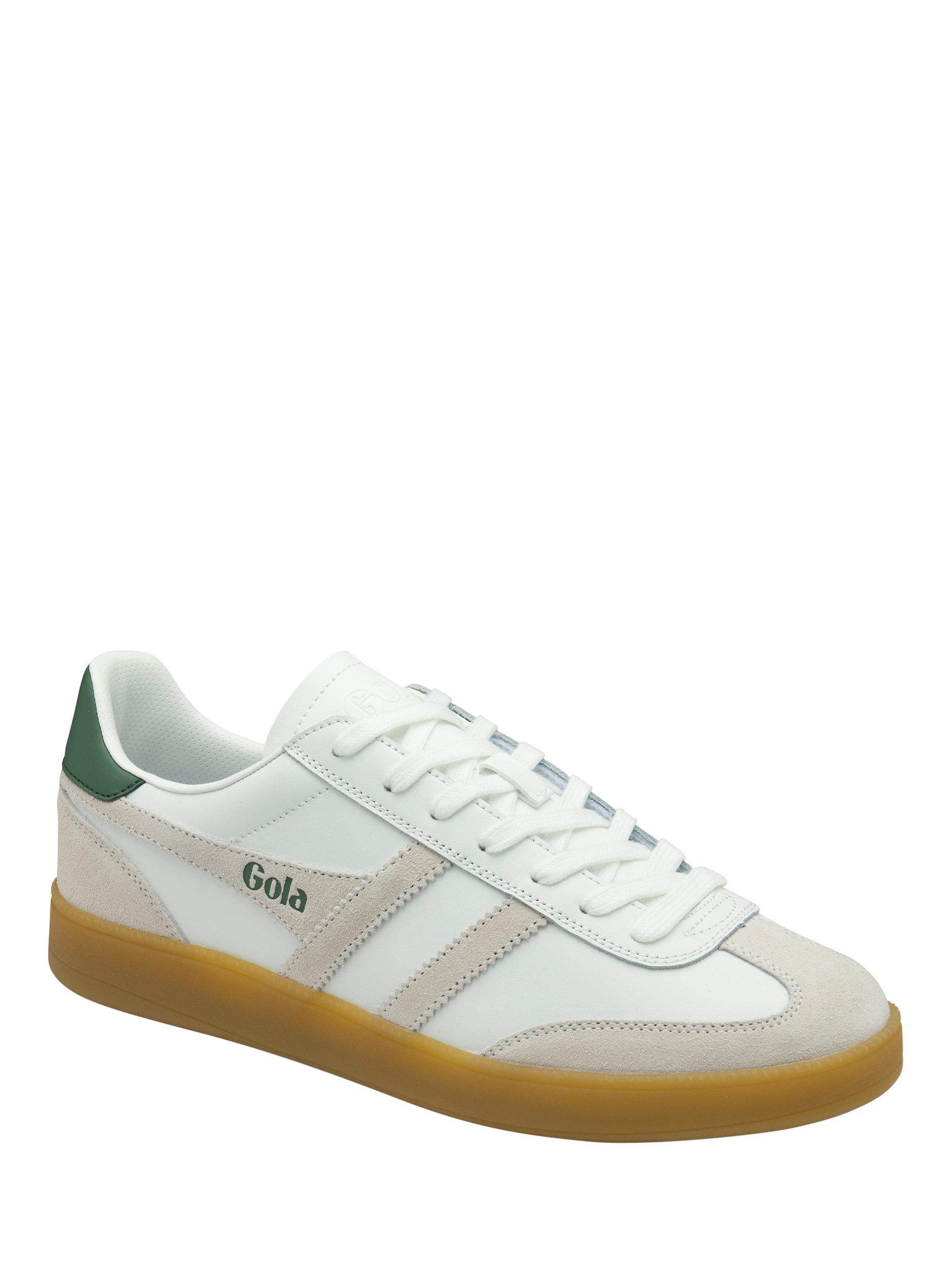 Product image 2 of 5, which shows Gola Viper Leather Trainers, White/Evergreen, 6