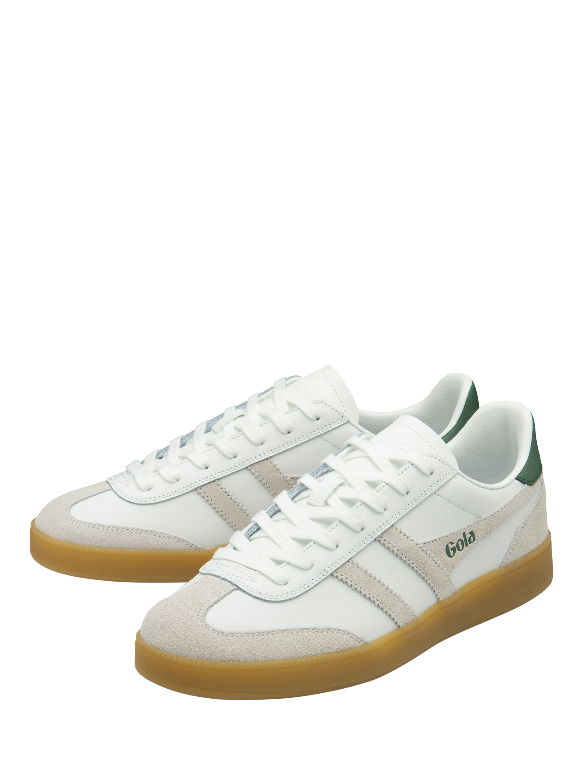 Product image 3 of 5, which shows Gola Viper Leather Trainers, White/Evergreen, 6