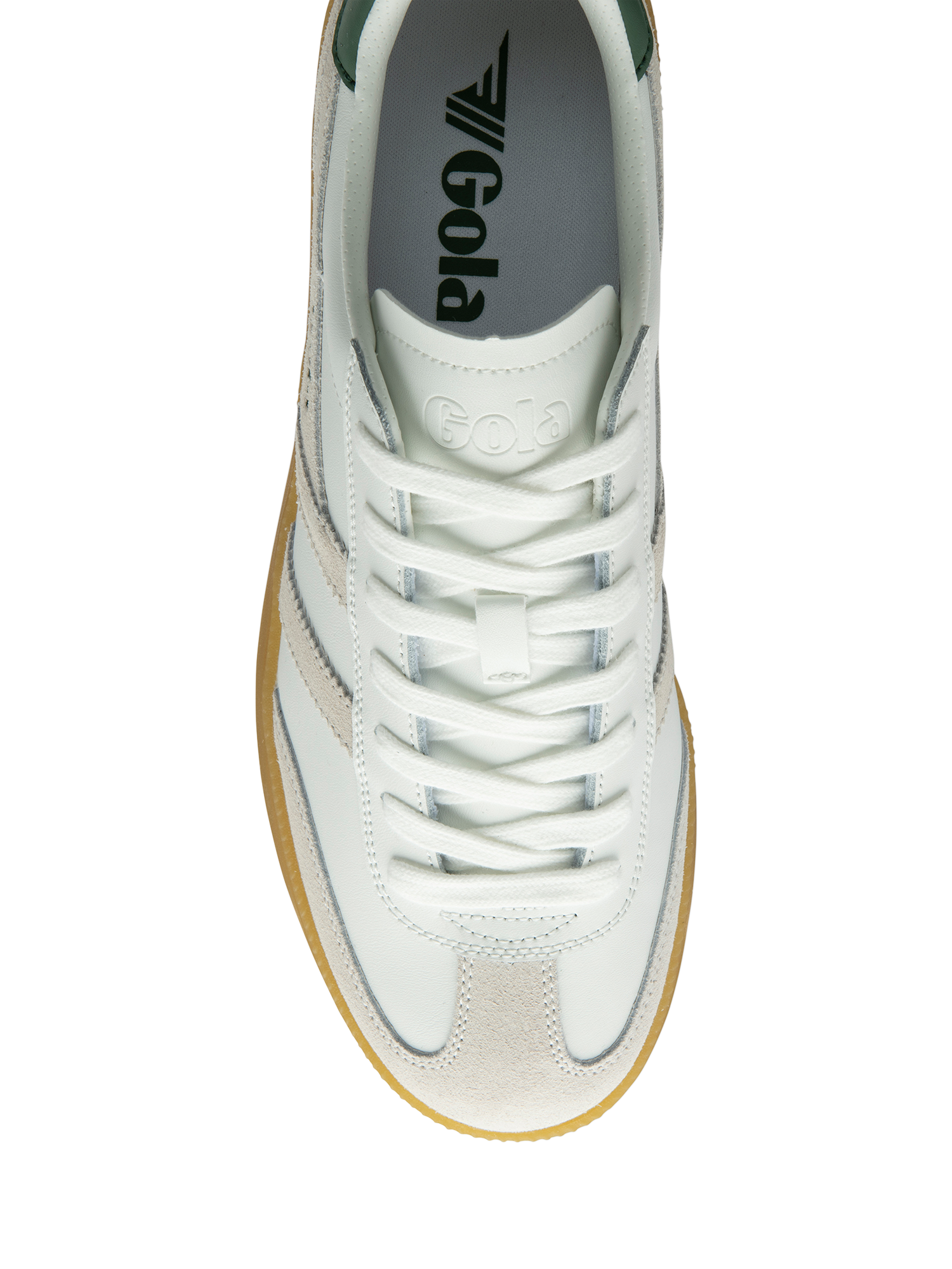 Product image 5 of 5, which shows Gola Viper Leather Trainers, White/Evergreen, 6