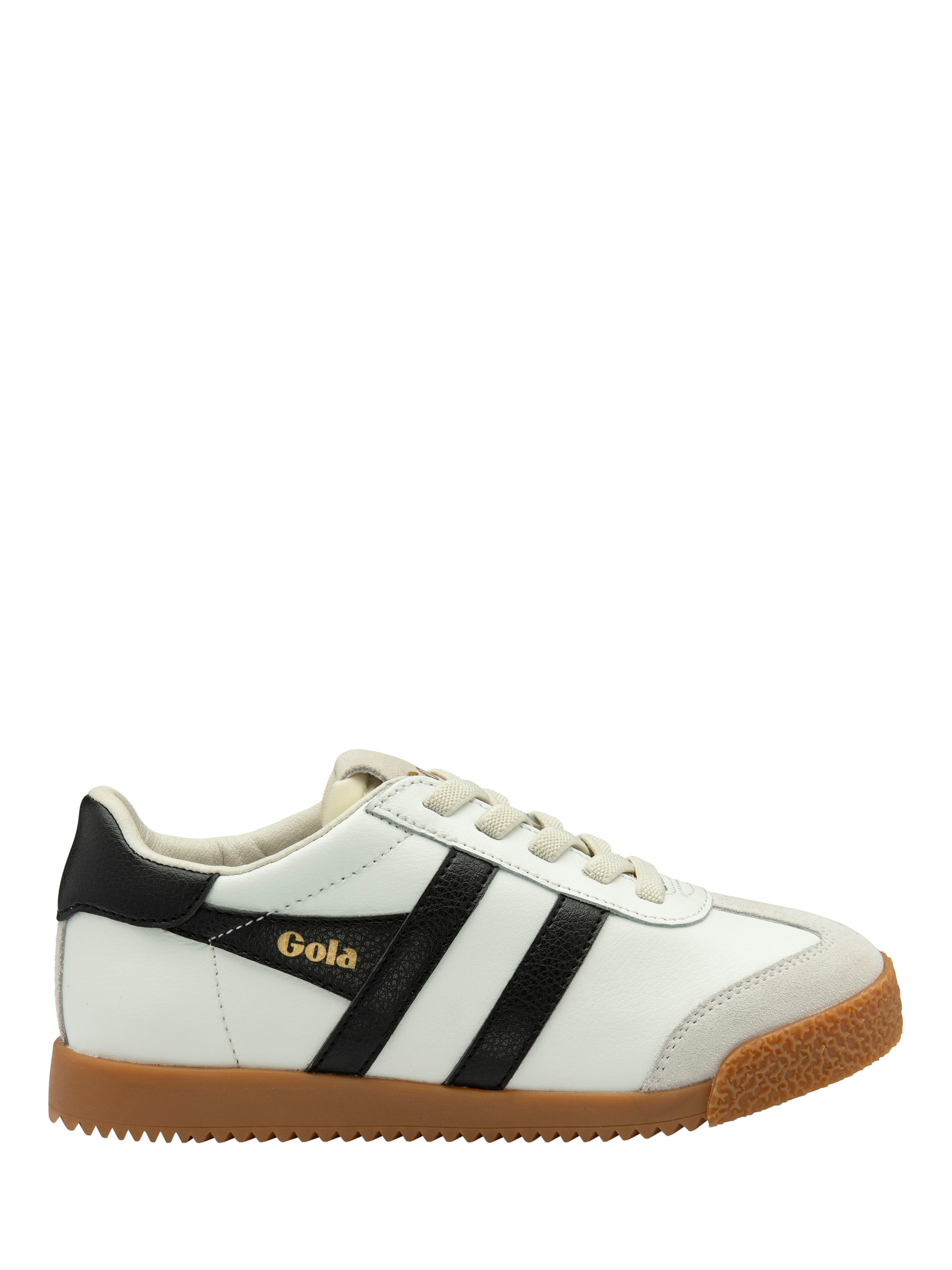 Product image 1 of 5, which shows Gola Kids' Elan Leather Sports Trainers, White/Black, 8 Jnr